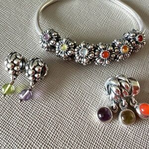 Pandora Retired charms with natural gems